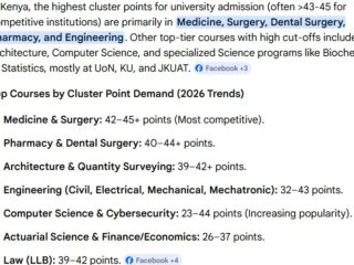 University courses with highest cut off points in Kenya